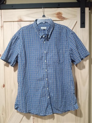 Sonoma Life+Style Short Sleeve Button Up Mens 2XL Blue White Plaid
