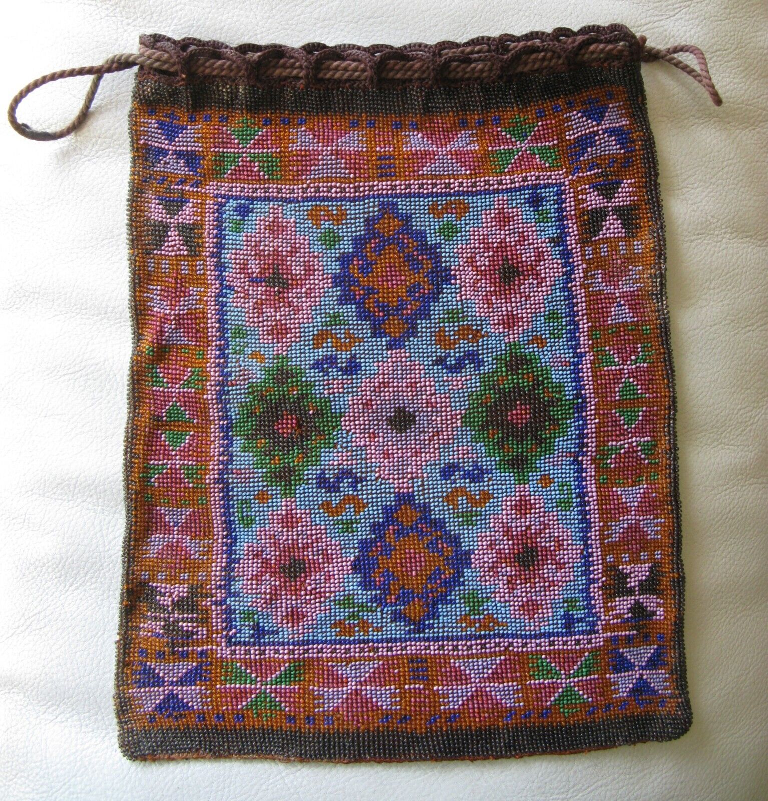 Antique Brown Crochet Southwest Cobalt Blue Pink … - image 2