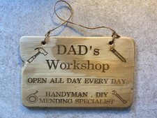 DAD's WORKSHOP Sign Hanging Wooden Plaque Wall Decor Shed Garage Office Sign