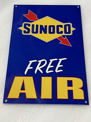 12  Sunoco Free Air Gasoline Oil  Heavy Metal Vintage Style Steel Sign