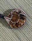 Natural Ammonite Fossil Jewelry Silver Tone Wrapped Pendant Necklace! Boho — photo 2