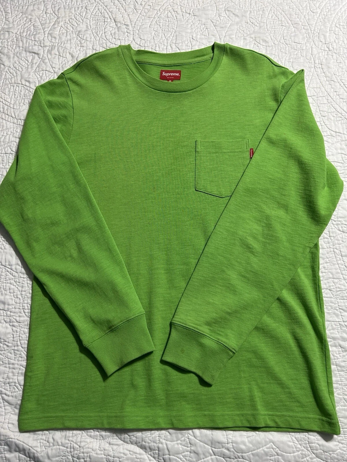 T shirt Supreme LS FW18 LIME taille M PRÉÉQUIPÉ