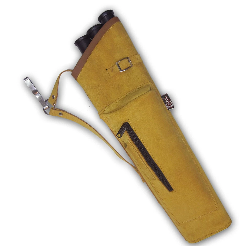 LEATHER LONGBOW/ RECURVE BOW 3 TUBES ARROW BAG SIDE/HIP/WAIST BELT QUIVER - Image 3 of 4