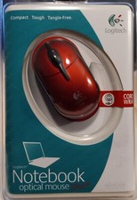 Logitech Notebook Optical Mouse , 931262-0403 Red USB Wired Optical Mouse NIB