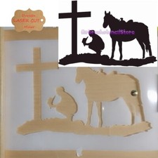 Cowboy stencil at cross Airbrush art stencil artists cowboy and horse