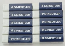 Staedtler Mars 10 Pack Latex & Pvc Free White Blue Head Erasers  525C2-03A6 New