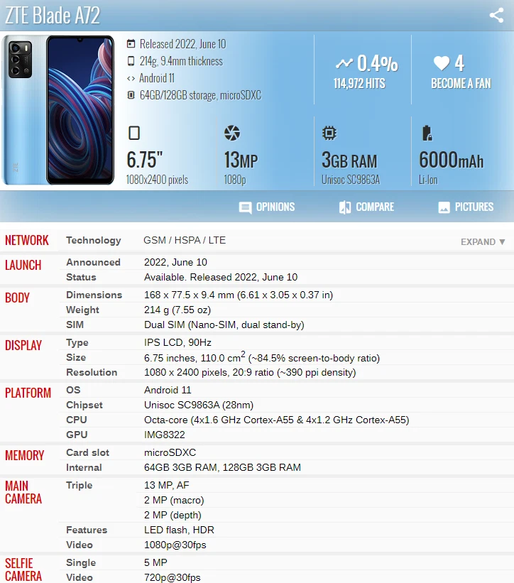 ЖК-дисплей сенсорный экран дигитайзер в сборе сменный для ZTE Blade A72 4G A7040 - Изображение 3 из 4