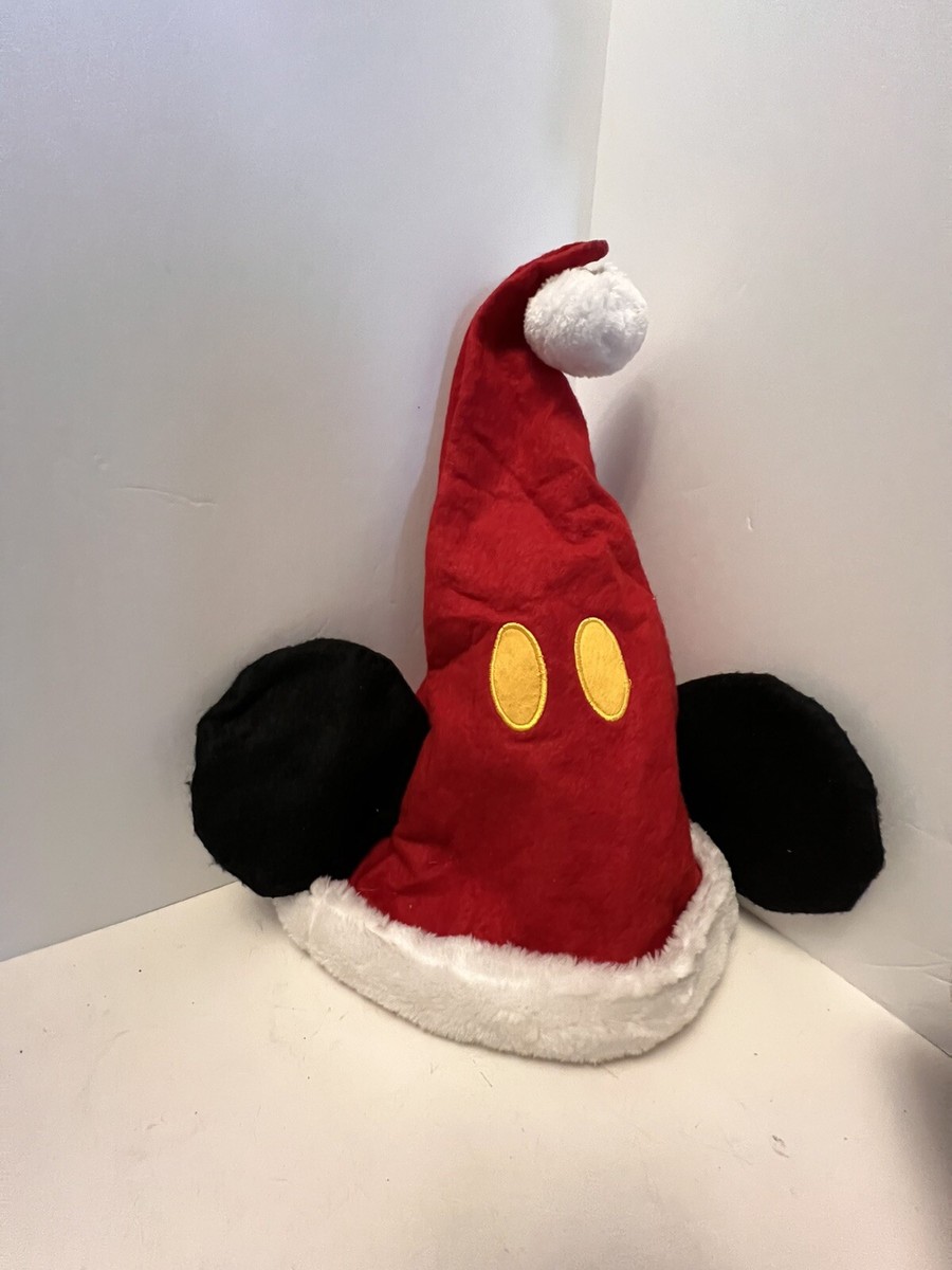 Vintage Ruz DISNEY MICKEY MOUSE Ears Red Black SANTA HAT Christmas