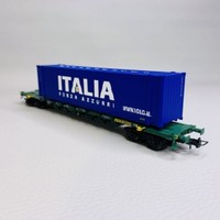 Rivarossi HR6617 Sgnss Cemat GüTerwagen GrüN Mit Container 45’ Italia HO 1:87