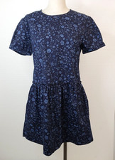 Gap Size S/P Babby Doll Dress Blue/Black Short Sleeve Floral