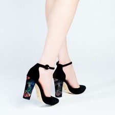 Womens Heel Sandal Shoe Black Ankle Strap Dress Shoes