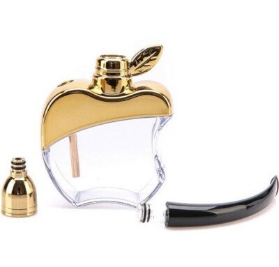  Double Circulation Water Tobacco Apple Smoking Pipe Gold With Pouch