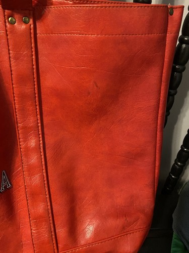 Vintage Georgia Bulldogs Red Leather Vinyl Tote Bag FS Originals UGA Gameday Red - Picture 4 of 11
