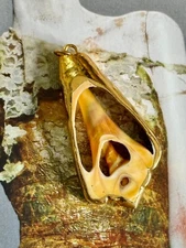 Beachy Conch Sea Shell Sliced Gold Dipped Pendant Charm Mermaidcore VTG