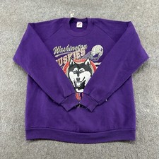 VINTAGE Washington Huskies Sweatshirt Men XL Purple National Champs Pullover 90s