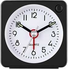 Travel Analog Alarm Clock, 2.25 inch, Ultra Small Clock with Snooze and Black