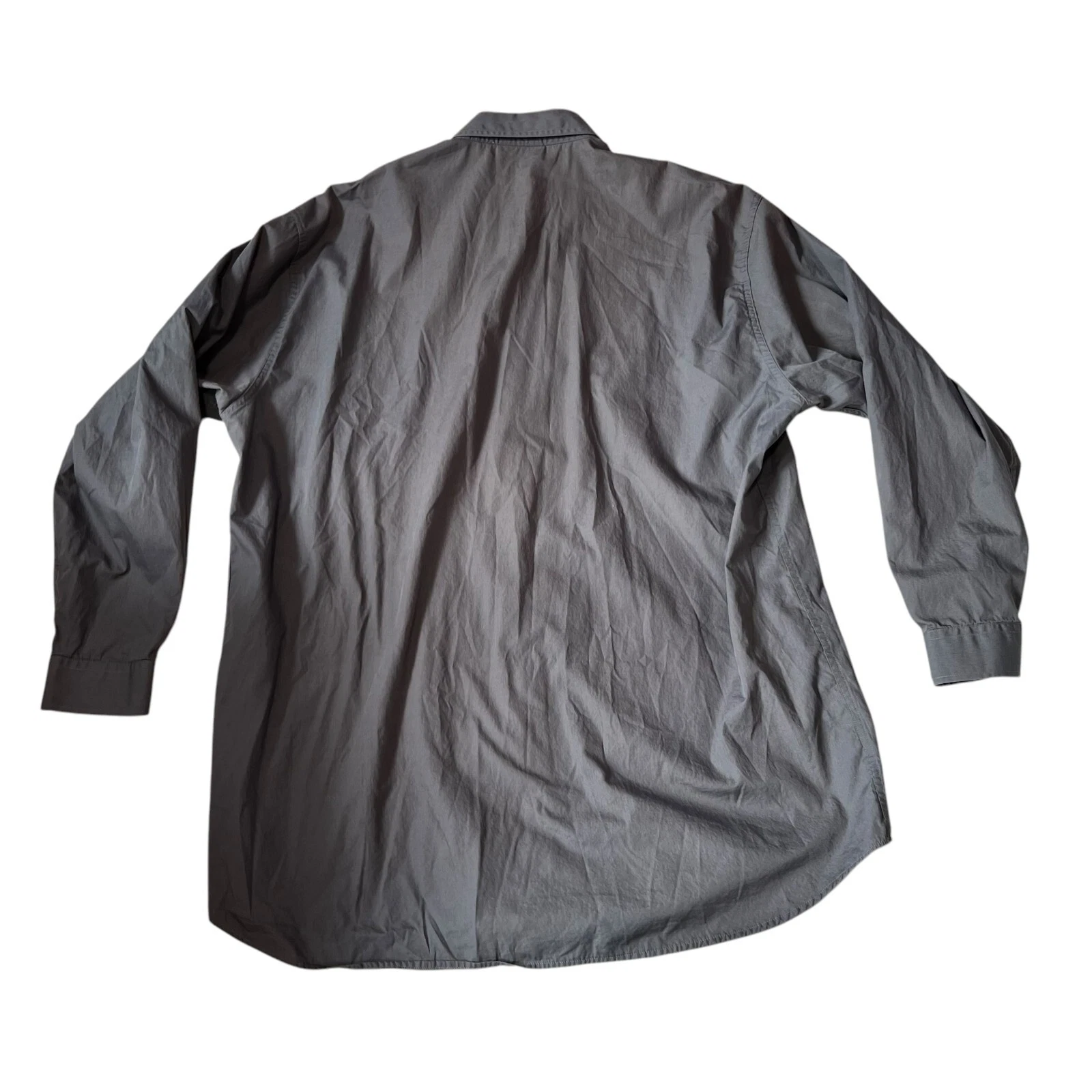 Camicia Versace Classic V2 grigio tinta unita ricamata 2XLT manica lunga con bottoni