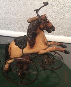 antique wooden horse tricycle