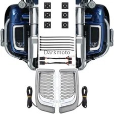 Lower Fairing Vent Insert w/ LED Turn Signal Lights For Harley Electra Glide 14-