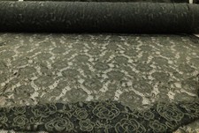 Embroidered Stretch Lace Apparel Fabric Sheer Rose Floral Dark Moss XX210
