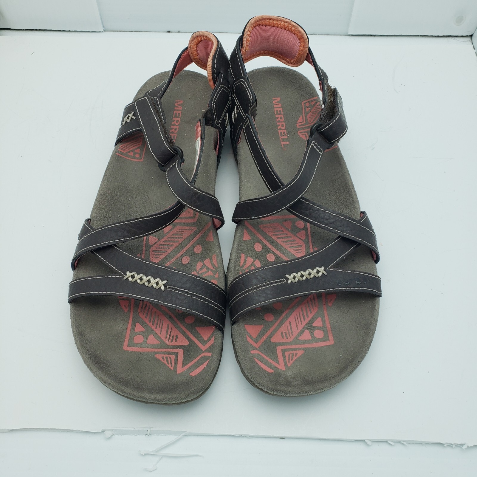 Sandali donna Merrell Sandspur in pelle di cacao taglia 6 accento corallo comodi