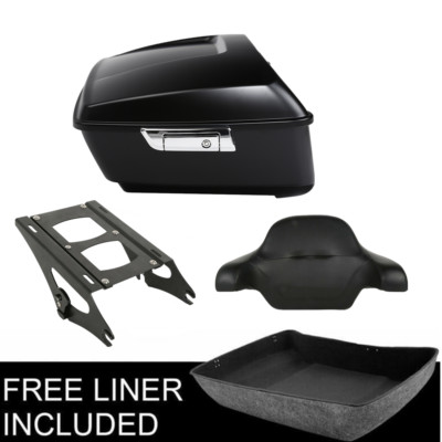 King Pack Trunk Pad & 2-up Mount Rack Fit For Harley Tour Pak Touring 14-Up