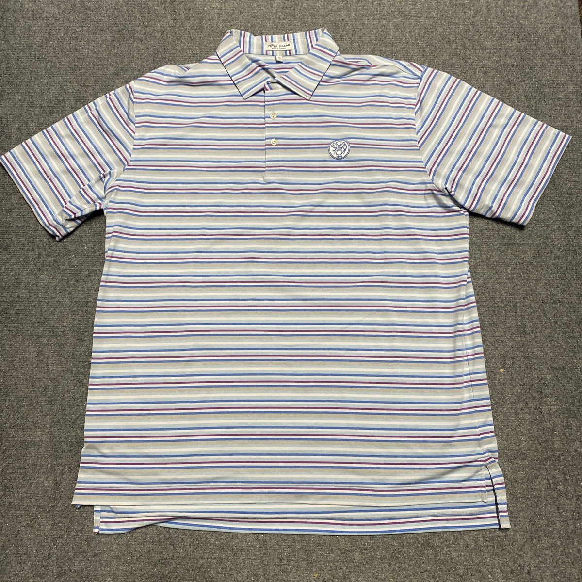 PETER MILLAR Summer Comfort XL Large Polo Golf Shirt Blue Striped