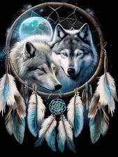 Pavemlo 5D Diamond Art Kits for Adults 12x16 Inch, Dream Catcher Wolf