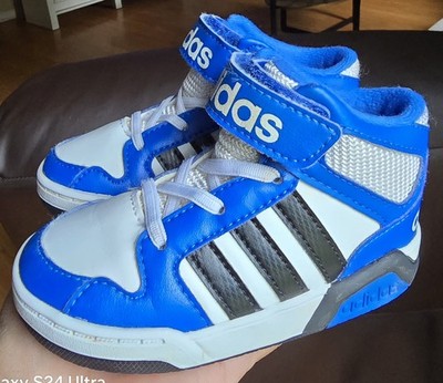 Sz 6 Toddler Kids ADIDAS BB9TIS 'Black/Clear Onix/Blue' Bungee Lace/Adj Strap