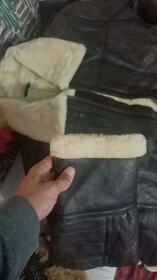 B3 RAF Brown Bomber Flying Aviator Fur Irvin Real Leather Shearling Mens Jacket - Image 3 of 4