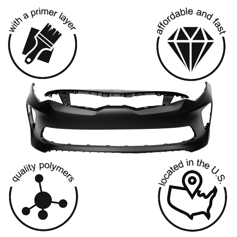 Cubierta de parachoques para Kia Optima SX SXL 2016-2018 191275423370 KI1000183 imprimado delantero Foto 3 de 4