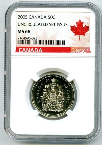 2005 P CANADA 50 CENT NGC MS68 HALF DOLLAR - SCARCE POP ONLY 3