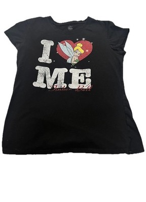 Disney Tinker Bell I Love Me Graphic T Shirt junior XXL Black Fairy Tee