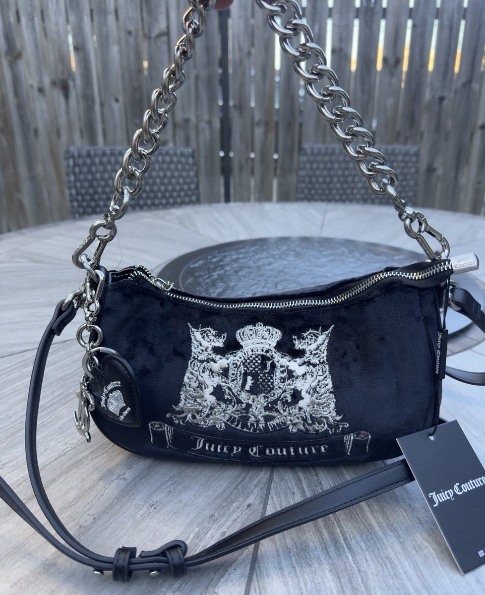 Juicy Couture UK Twig Dog Hobo Shoulder/Crossbody Bag Velvet Black