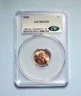1945 P LINCOLN WHEAT PENNY CAC MS 65 RD UNC #S309