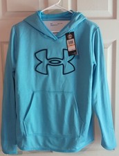 Women  s Under Armour size Small Light Blue Loose ColdGear Hoodie Sweatshirt EUC