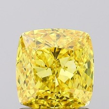 1.43 Ct Vivid Yellow Cushion Lab Grown Diamond VVS1 IGI Certified