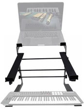 Rockville Dual Laptop+Controller Stand for M-Audio Oxygen 61 MK IV Keyboard