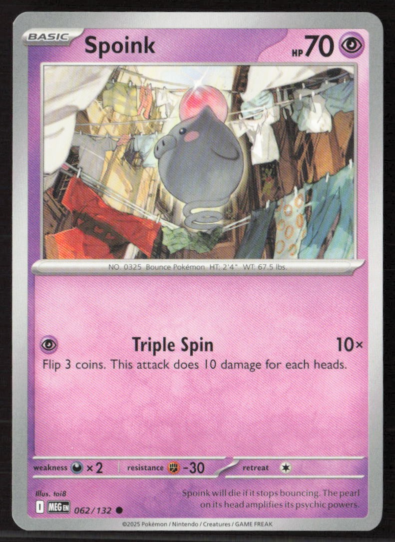Spoink #062/132 Common ME01: Mega Evolution Pokemon