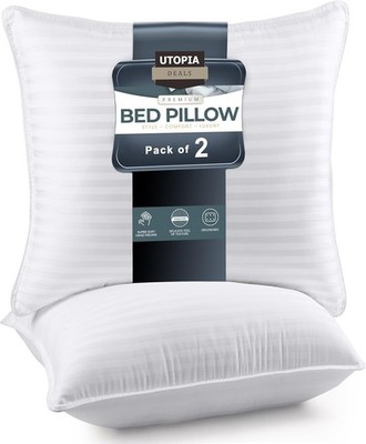 2 pk Utopia Bedding Pillows (White), Cooling Pillows for Side & Back, 26''x26''