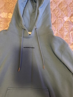 Sandro Paris Men s Blue Pullover Hoodie Sweatshirt Size XL Slim fit