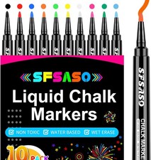 10 Liquid Chalk Markers Pens Erasable Glass Window Whiteboard Menu 1Mm Fine Tip
