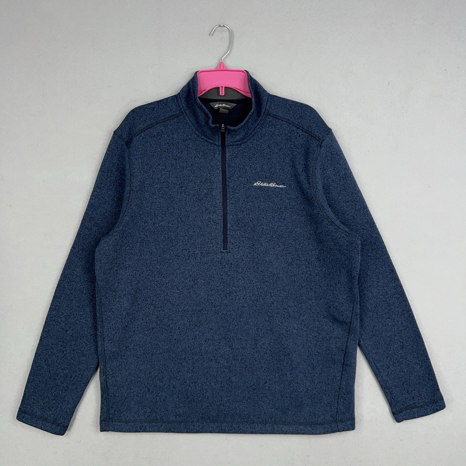 Eddie Bauer Sweater Mens Large Blue 1/4 Zip Pullover Fleece Outdoor Warm Hiking