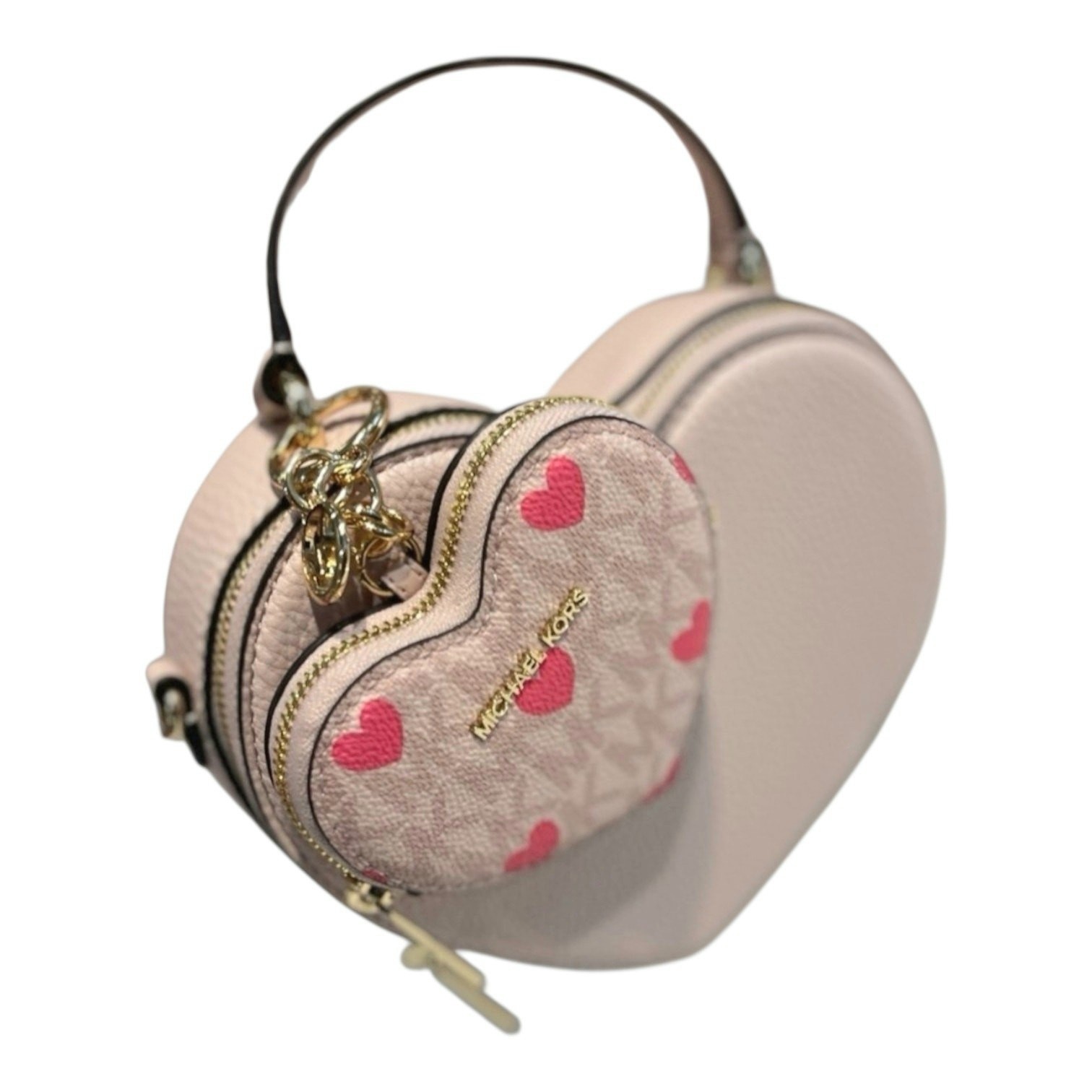 NEW MICHAEL KORS HEARTS COIN POUCH WALLET JET SET LOGO POWDER BLUSH PINK GIFT  thumbnail 6