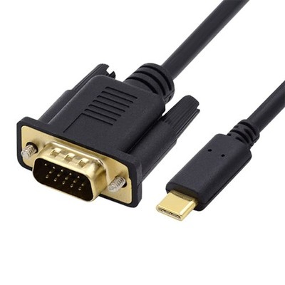 NFHK USB 3.1 Type C USB-C Source to VGA RGB 1080P Displays Male Monitor Black
