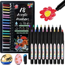 Acrylic Paint Markers - Waterproof, Non-Toxic, for Paper, Glass, Stones (18 Pcs)