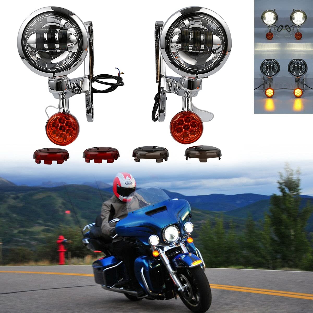 Headlight Fog Turn Signal LED for Harley Electra Glide 1997 2013