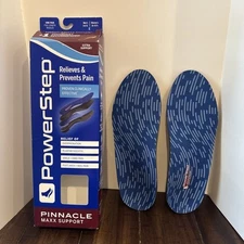 Powerstep Pinnacle Max Extra Support Insoles Planter Fasciitis M 8-8.5 W 10-10.5