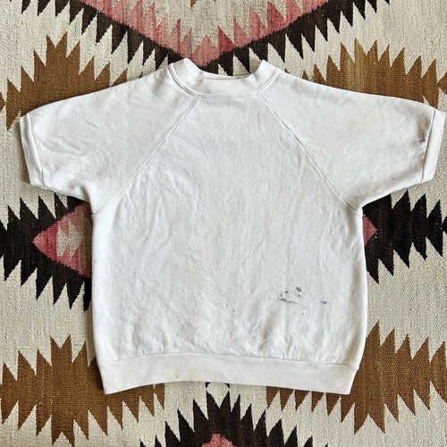 Vintage 1960s Creslan Cotton Blend Short Sleeve Sweatshirt Sz M - Distressed