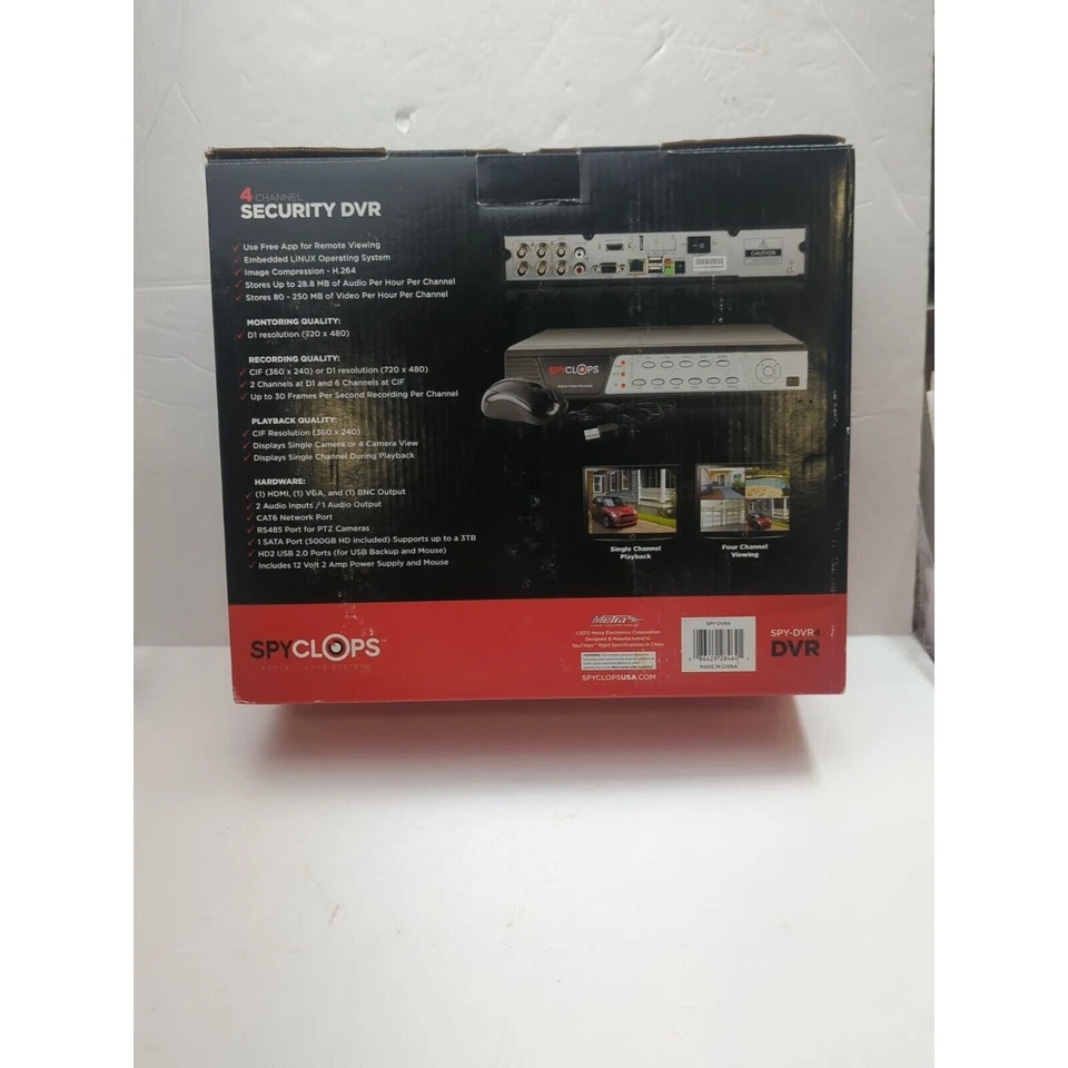 Complete Spyclops Spy-DVR4 4-Channel Security System + 4 Spy-Minibullet Cameras - Изображение 3 из 4